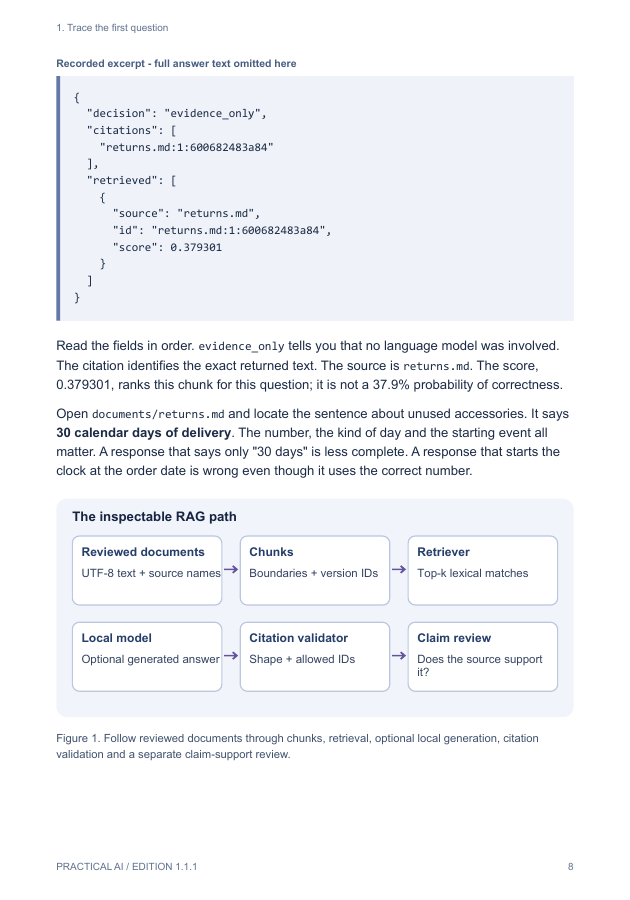 Sample page: Inspect evidence and source IDs