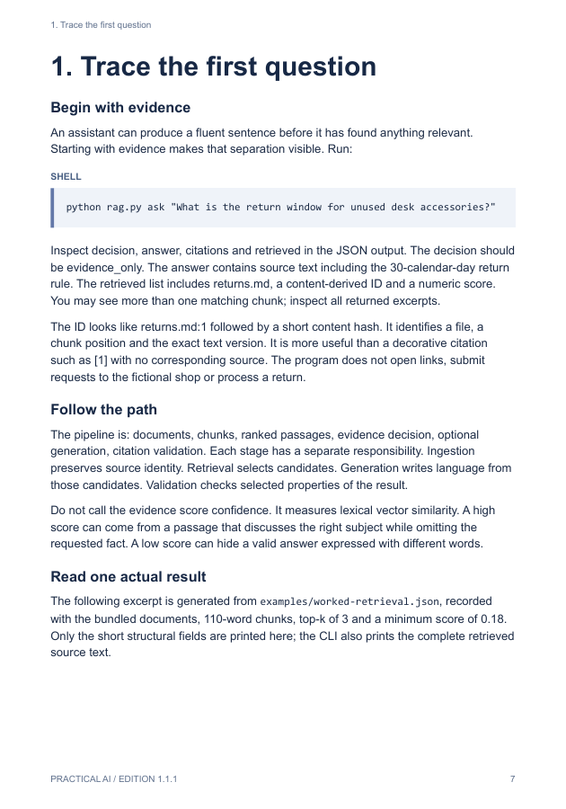 Sample page: Run your first question